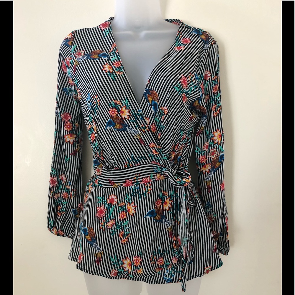 Wrap around long sleeve top